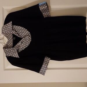 New Directions sweater with black and white pattern insert